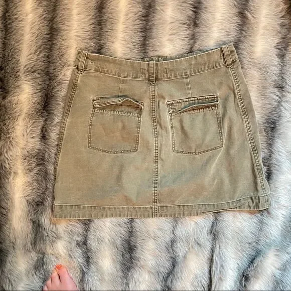 Abercrombie & Fitch Olive Green Military Button Down Mini Skirt 2 - Picture 10 of 14
